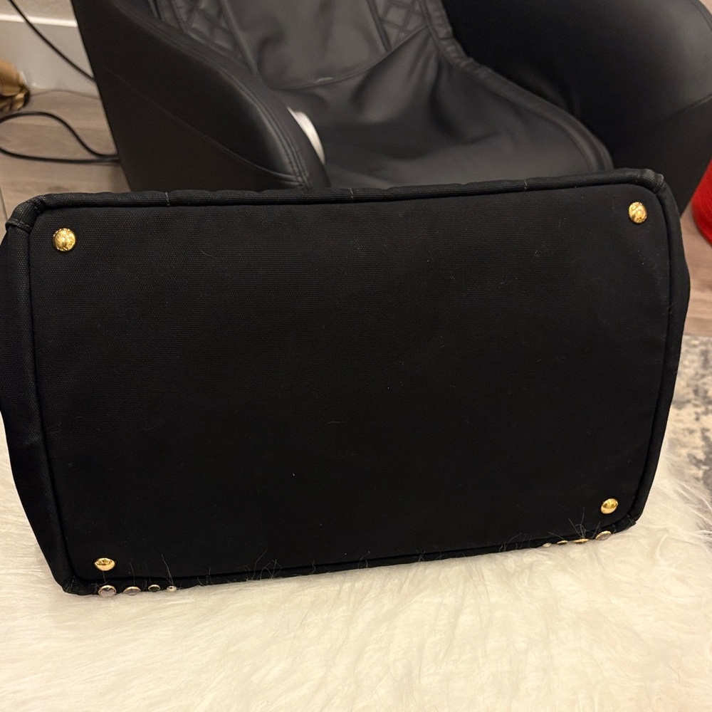 Beautiful Prada ❤️ Crystal Studded Black Denim Canapa Tote Bag - Picture 4 of 16